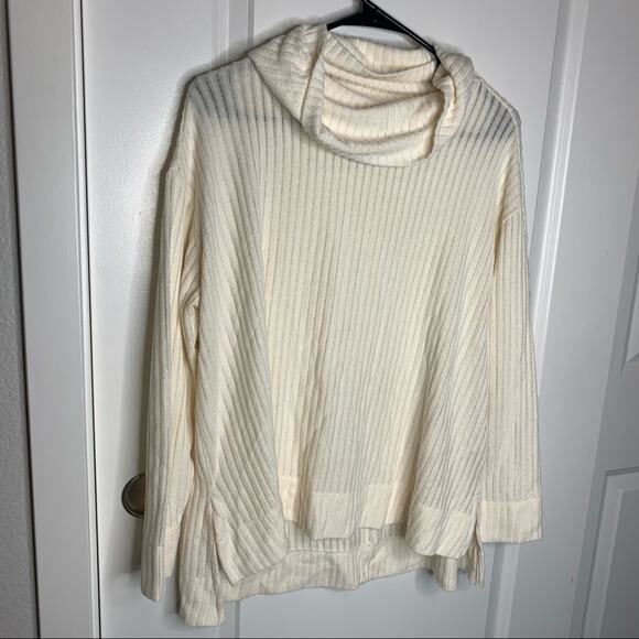 Anthropologie Maeve White Vanna Ribbed Cowl Neck Sweater Size Small - Picture 3 of 9